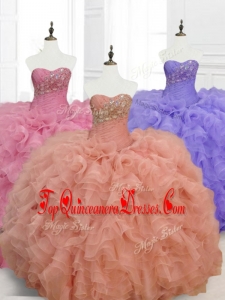 2016 Low Price Real Photo Show Ball Gown Sweetheart Quinceanera Dresses with Beading