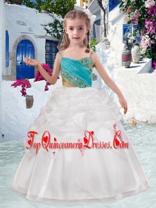 Beautiful Spaghetti Straps Flower Girl Mini Quinceanera Dresses with Appliques and Bubles