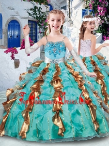 Customized Ball Gown Appliques and Ruffles Little Girl Mini Quinceanera Dresses for Party