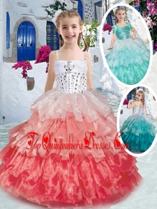 Elegant Spaghetti Straps Little Girl Mini Quinceanera Dresses with Ruffled Layers and Beading