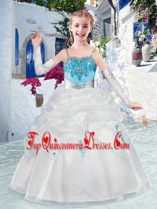 Latest Spaghetti Straps Flower Girl Mini Quinceanera Dresses with Appliques and Bubles