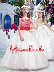 Perfect Spaghetti Straps New Arrival Kid Pageant Dresses with Appliques and Beading