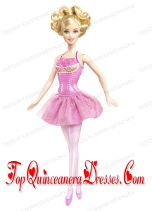 Beading Princess Mini-length Pink Barbie Doll Dress