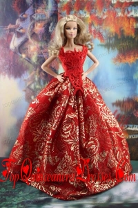 Luxurious Red Gown With Embroidery Made to Fit the Barbie Dress