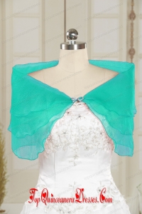 2014 Cheap Turquoise Open Front Shawls with Beading