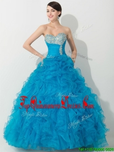 Modern Baby Blue Quinceanera Dresses with Beading and Ruffles