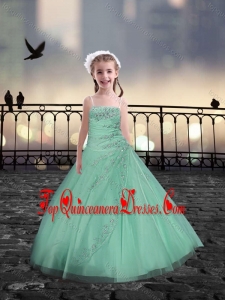 Spaghetti Straps Apple Green Mini Quinceanera Dresses with Beading