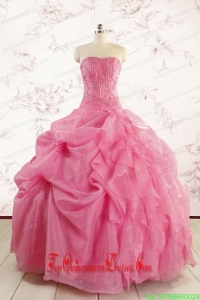 Cheap Strapless Quinceanera Dresses with Pick Ups and Wraps for 2015