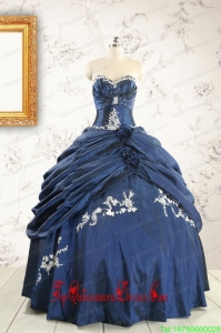 Gorgeous Sweetheart Ball Gown Quinceanera Dresses in Navy Blue for 2015