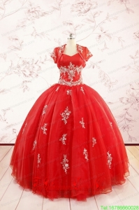 2015 Ball Gown Sweetheart Appliques Quinceanera Dresses with