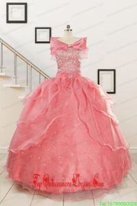 2015 Pretty Beaded Ball Gown Sweetheart Quinceanera Dresses