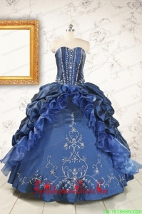 Classical Sweetheart Navy Blue Quinceanera Dresses with Beading for 2015