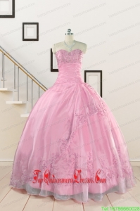 Pretty Custom Made Baby Pink Quinceanera Dresses with Beading and Appliques for 2015