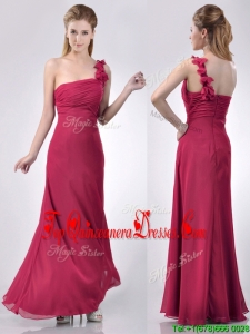 Hot Sale One Shoulder Red Dama Dress with Appliques and Ruching