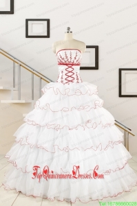 2015 Custom Made Appliques Quinceanera Dresses with Strapless