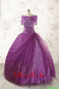 2015 Custom Made Sweetheart Appliques Purple Quinceanera Dresses