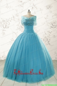 Custom Made Strapless Quinceanera Dresses with Beading for 2015