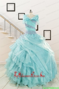 Custom Made Sweetheart Organza Beading and Ruffles Quinceanera Dresses for 2015