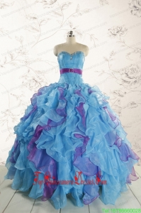 2015 Custom Made Multi Color Quinceanera Dresses with Beading and Ruffles