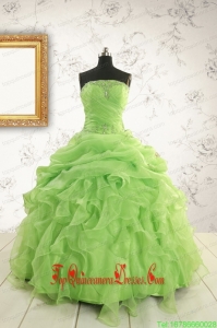 Custom Made Green Quinceanera Dresses with Beading and Ruffles