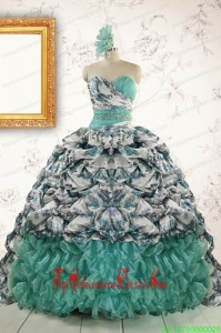 Custom Made Turquoise Sweep Train Quinceanera Dresses with Beading For 2015