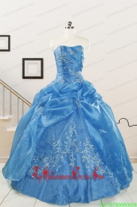 Custom Made Baby Blue Quinceanera Dresses with Embroidery for 2015