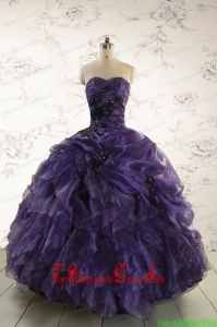 Custom Made Sweetheart Appliques Purple Quinceanera Dress for 2015