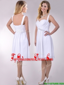 New Applique Decorated Straps and Waist White Dama Dress in Chiffon