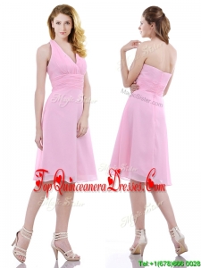 Latest Halter Top Knee Length Dama Dress in Baby Pink