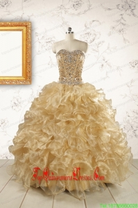 Custom Made Champange Quinceanera Dresses with Beading
