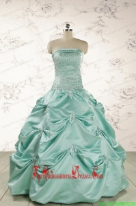 Custom Made Turquoise Quinceanera Dresses with Appliques