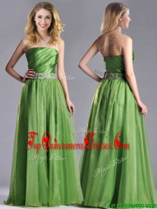 Exclusive Strapless Beaded Decorated Waist Dama Dress with Side Zipper