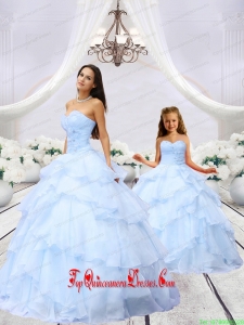 2015 Luxurious Light Blue Princesita Dress with Beading and Ruching