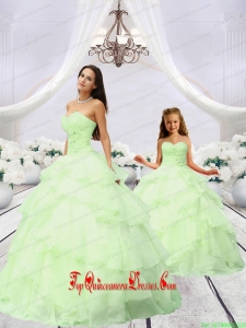 Most Popular Beading and Ruching Light Green Princesita Dress for 2015