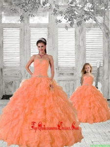 2015 Top Seller Beading and Ruffles Princesita Dress in Orange