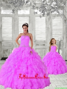 Fashionable Beading and Ruching Hot Pink Princesita Dress for 2015