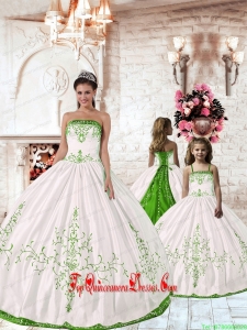 Pretty Spring Green Embroidery White Princesita Dress for 2015 Spring