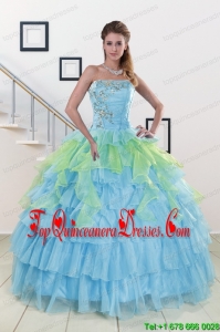 Pretty Strapless 2015 Quinceanera Dresses with Beading