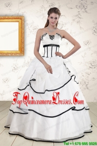 Beautiful White and Black 2015 Quinceanera Dresses with Appliques