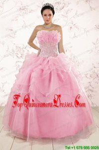 The Most Popular Appliques Baby Pink Quinceanera Dresses for 2015