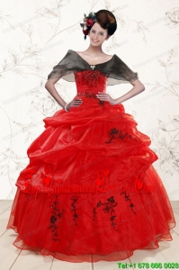 Beautiful Sweetheart Red Quinceanera Dresses for 2015