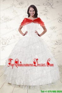 White Ball Gown Beautiful Quinceanera Dresses with Sequins and Ruffles