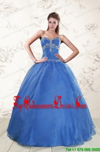 2015 Cheap Appliques Quinceanera Dresses in Royal Blue