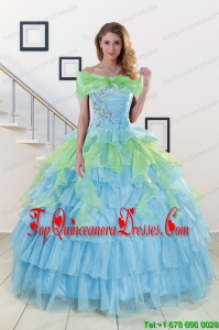 Pretty Beading Strapless Multi-color Quinceanera Dress for 2015