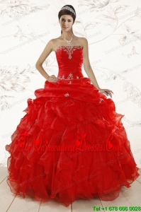 2015 New Style Ball Gown Strapless Sweet 15 Dresses with Beading and Ruffles