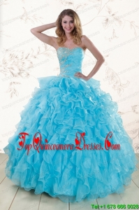 Baby Blue 2015 New Style Beading and Ruffles Quinceanera Dresses