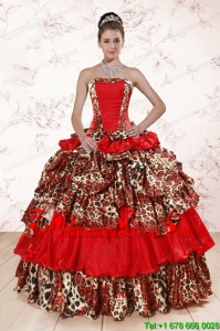 Luxurious Leopard Multi-color 2015 Quinceanera Dresses with Strapless