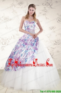 2015 New Style Puffy Multi-color Quinceanera Dresses with Beading