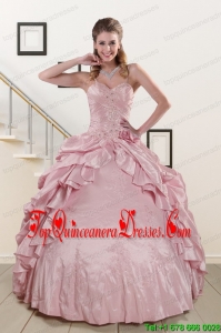 2015 New Style Spaghetti Straps Quinceanera Dresses in Pink