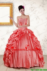 2015 Perfect Sweetheart Beading Quinceanera Dresses in Watermelon